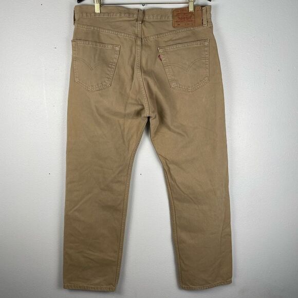 Tan Levi’s Button Fly Denim Jeans Size 38 ep EUC - Picture 4 of 8